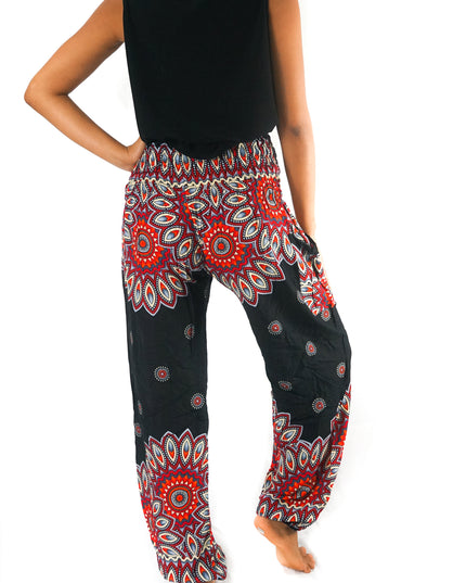 Black FLORAL Harem Pants Women Boho Pants Hippie