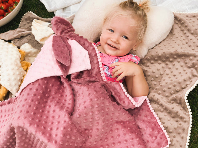 2in1 Blanket with sewn-up Baby Comforter, dusty rose