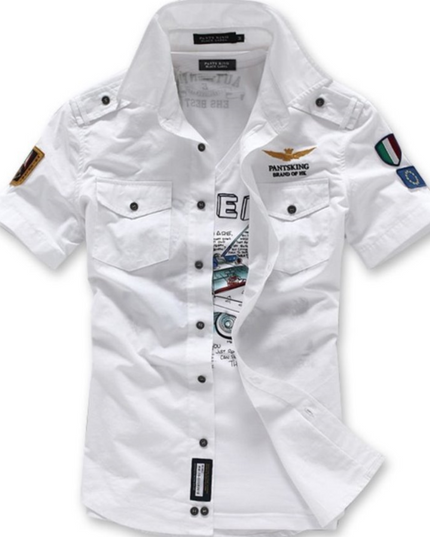Mens Short Sleeve Military Style Shirt