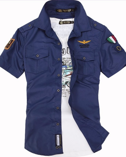 Mens Short Sleeve Military Style Shirt