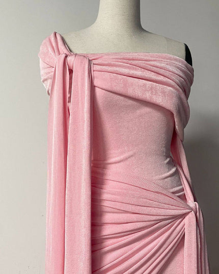 Rare Flowy Yellow Spliced Off-shoulder Dress With Irregular Pleats And Draped Shoulder Detailing