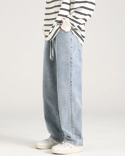 Men's Elastic Waist Loose Straight Drooping Mop Pants