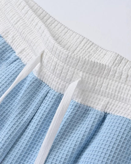 Men's Color-Block Waffle-Weave Casual Straight-Leg Pants