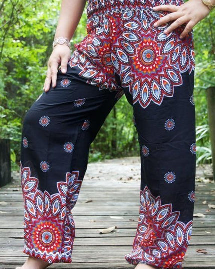 Black FLORAL Harem Pants Women Boho Pants Hippie