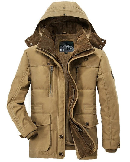 Mens Hooded Winter Parka Coat with Inner Fleece