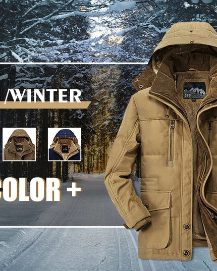 Mens Hooded Winter Parka Coat with Inner Fleece