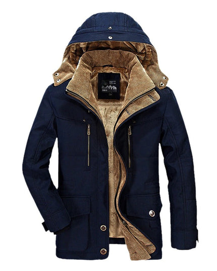 Mens Hooded Winter Parka Coat with Inner Fleece