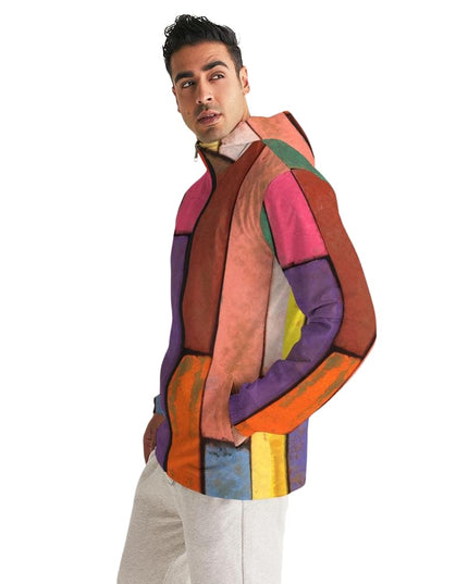 Mens Hooded Windbreaker - Rainbow Casual/sports Water Resistant Jacket
