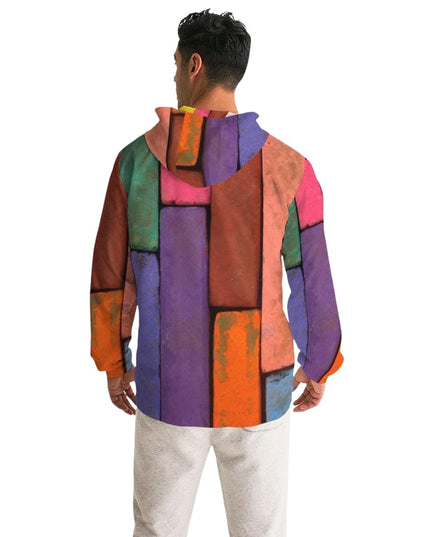 Mens Hooded Windbreaker - Rainbow Casual/sports Water Resistant Jacket