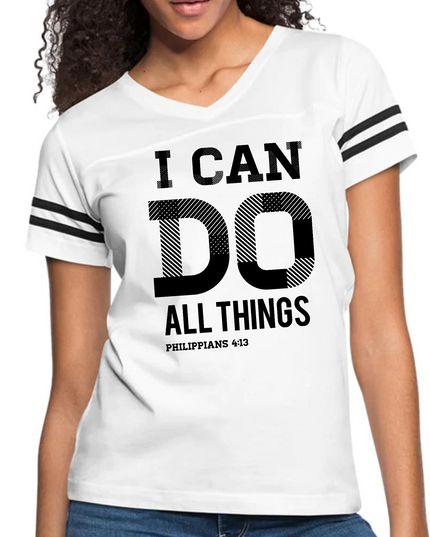 Womens Vintage Sport Graphic T-shirt - i can do All Things Philippians