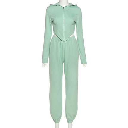 Casual Workout Sporty Two Piece Set for Women Autumn Long Sleeve