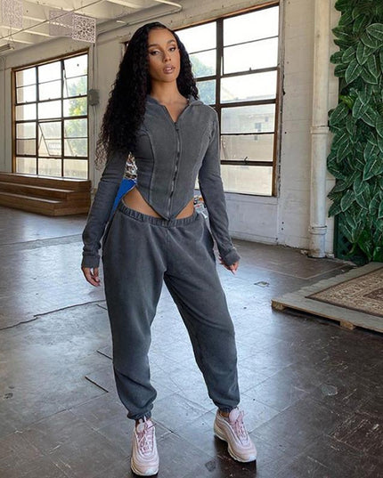 Casual Workout Sporty Two Piece Set for Women Autumn Long Sleeve