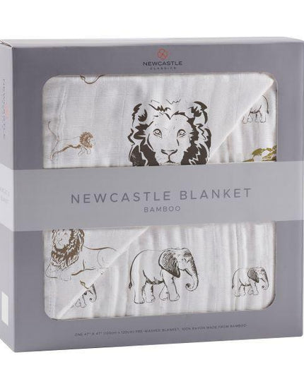 Hear Me Roar Lion and Rhinos and Elephants Bamboo Newcastle Blanket