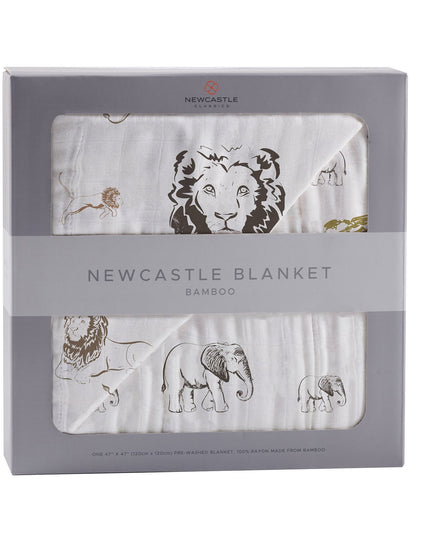 Hear Me Roar Lion and Rhinos and Elephants Bamboo Newcastle Blanket