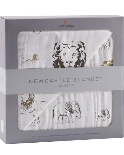 Hear Me Roar Lion and Rhinos and Elephants Bamboo Newcastle Blanket