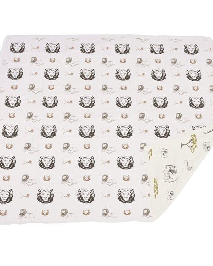 Hear Me Roar Lion and Rhinos and Elephants Bamboo Newcastle Blanket