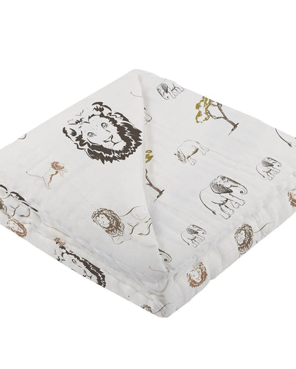 Hear Me Roar Lion and Rhinos and Elephants Bamboo Newcastle Blanket